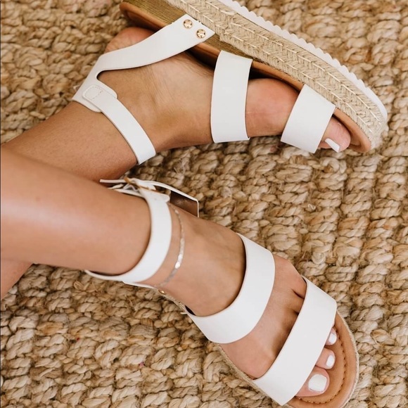 White Platform Sandals - Picture 1 of 5